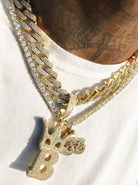 HipHopBling Logo 3D Large Gold Micro Pave Pendant HipHopBling