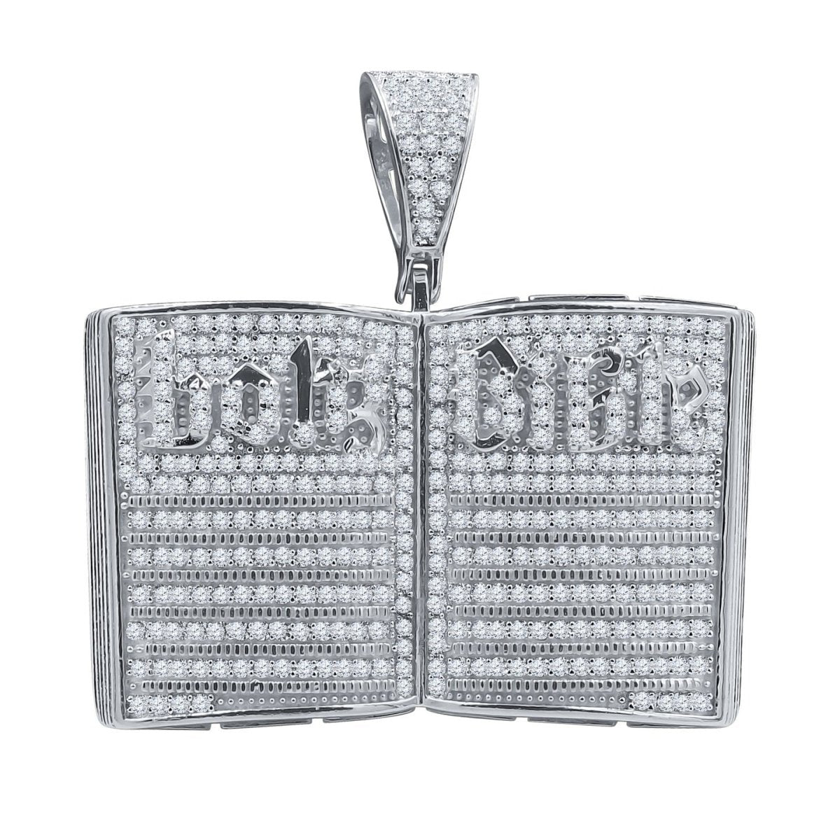 Holy Bible CZ Iced Out Pendant .925 Sterling Silver Yellow Gold HipHopBling