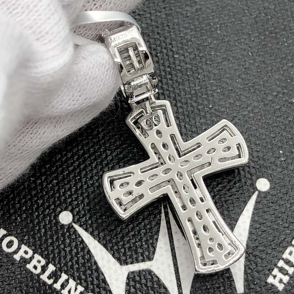 Hot Baguette Cross VVS Moissanite Pendant 2.15cttw .925 Sterling Silver HipHopBling
