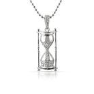 Hour Glass CZ Rhodium Hip Hop Pendant HipHopBling