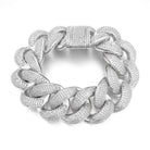 HUGE 24MM 3D Cuban Bling Bling Bracelet White Gold 8" HipHopBling