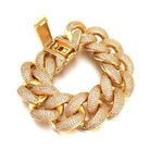 HUGE 24MM 3D Cuban Bling Bling Bracelet Yellow Gold 8" HipHopBling