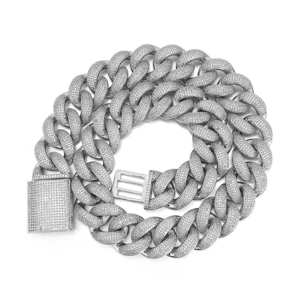 HUGE 24MM 3D Cuban Bling Bling Chain White/Yellow Gold White Gold 18" HipHopBling