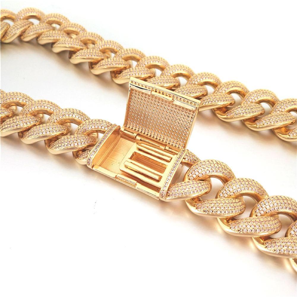 HUGE 24MM 3D Cuban Bling Bling Chain White/Yellow Gold Yellow Gold 18" HipHopBling