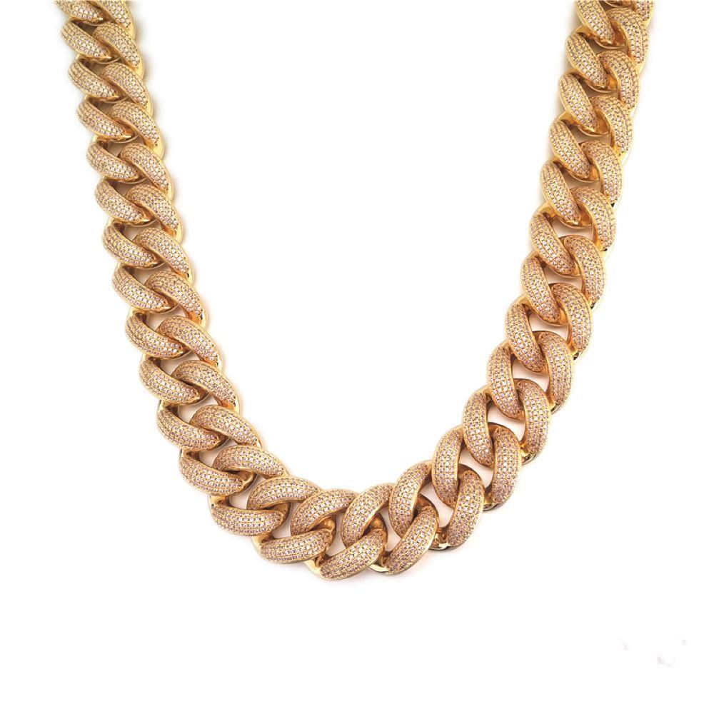 HUGE 24MM 3D Cuban Bling Bling Chain White/Yellow Gold Yellow Gold 18" HipHopBling