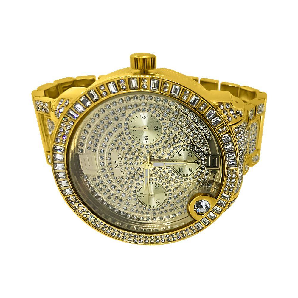 Huge Baguette Bezel Gold Bling Bling Watch HipHopBling