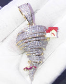 Hurricane Tornado CZ Hip Hop Bling Bling Pendant Yellow Gold HipHopBling