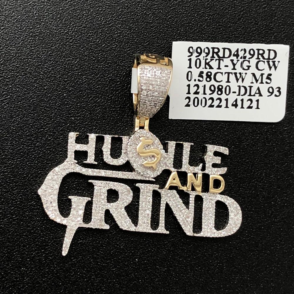Hustle and Grind Diamond Pendant .58cttw 10K Yellow Gold HipHopBling