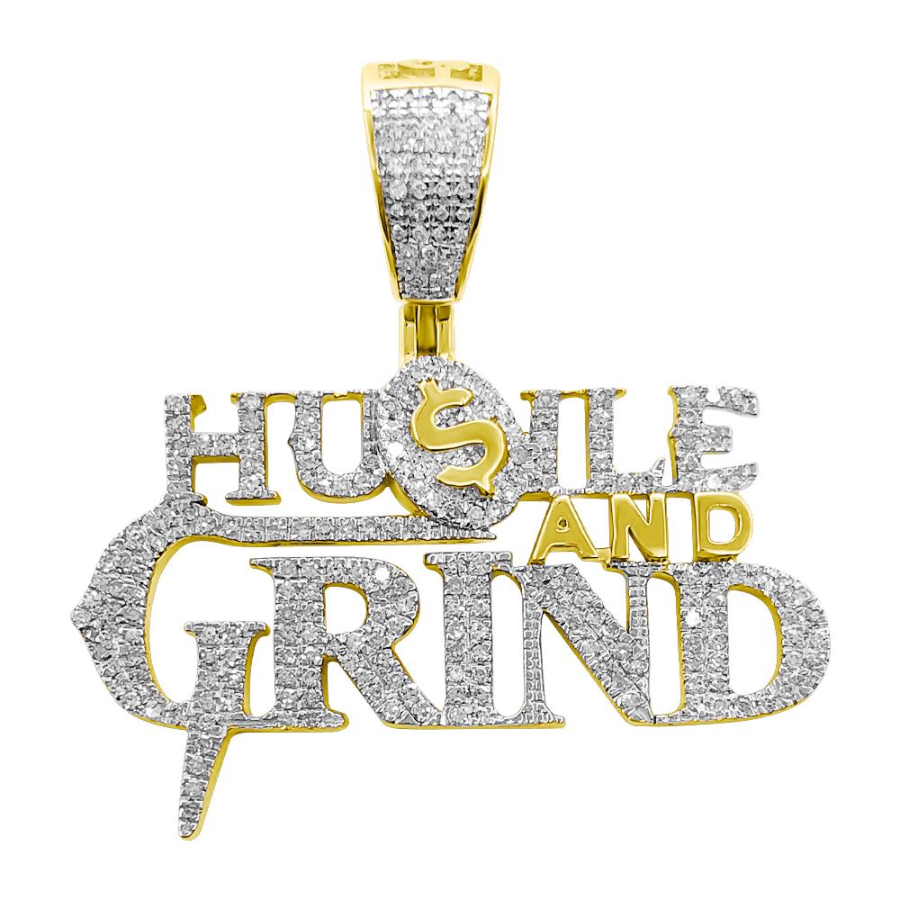 Hustle and Grind Diamond Pendant .58cttw 10K Yellow Gold HipHopBling