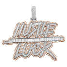 Hustle Luck Baguette VVS CZ Hip Hop Iced Out Pendant White Gold HipHopBling