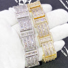 I Bars Baguette VVS Iced Out Hip Hop Bracelet White Gold 7" HipHopBling