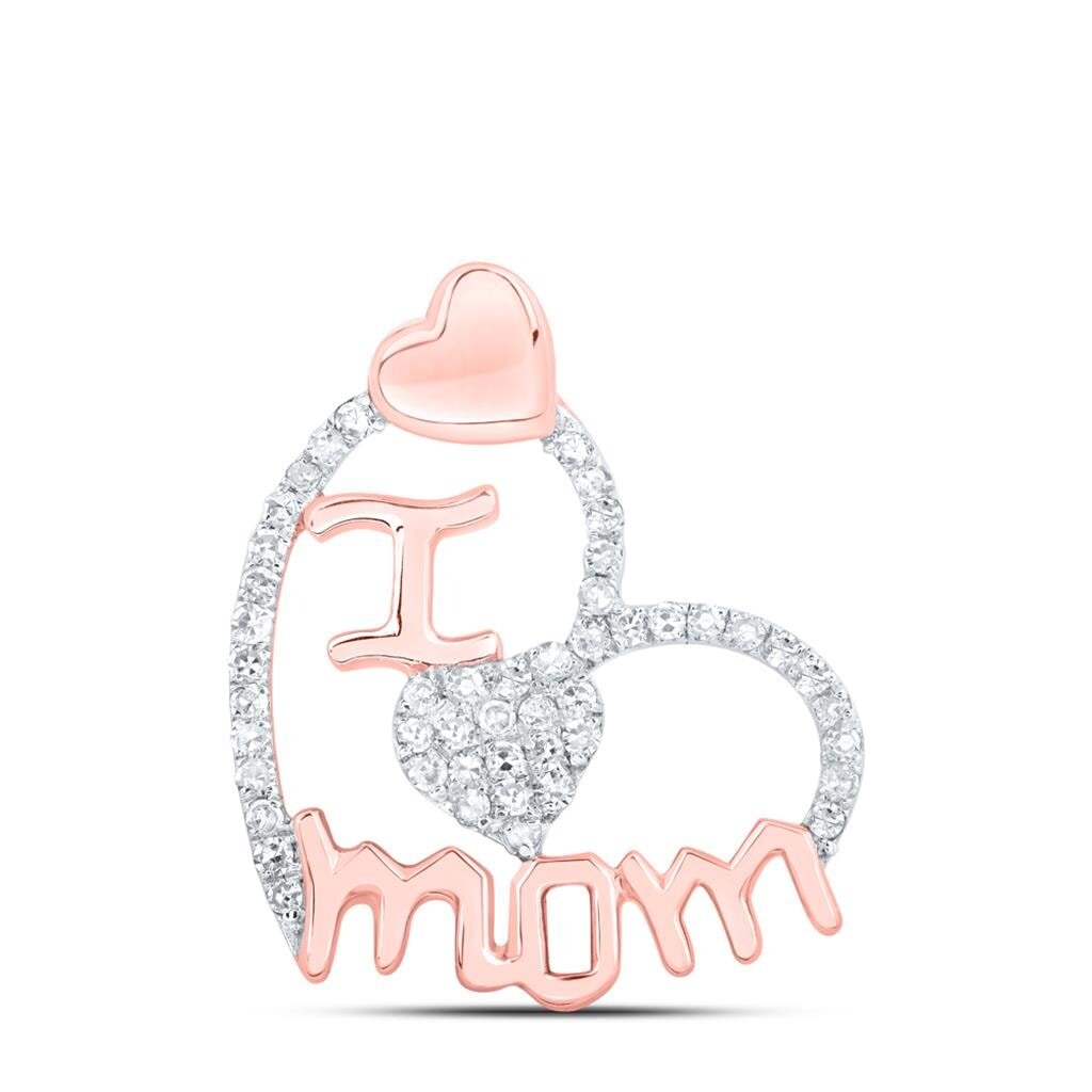 I Love Mom Hearts .25cttw Diamond Pendant 10K Gold 10K Rose Gold HipHopBling