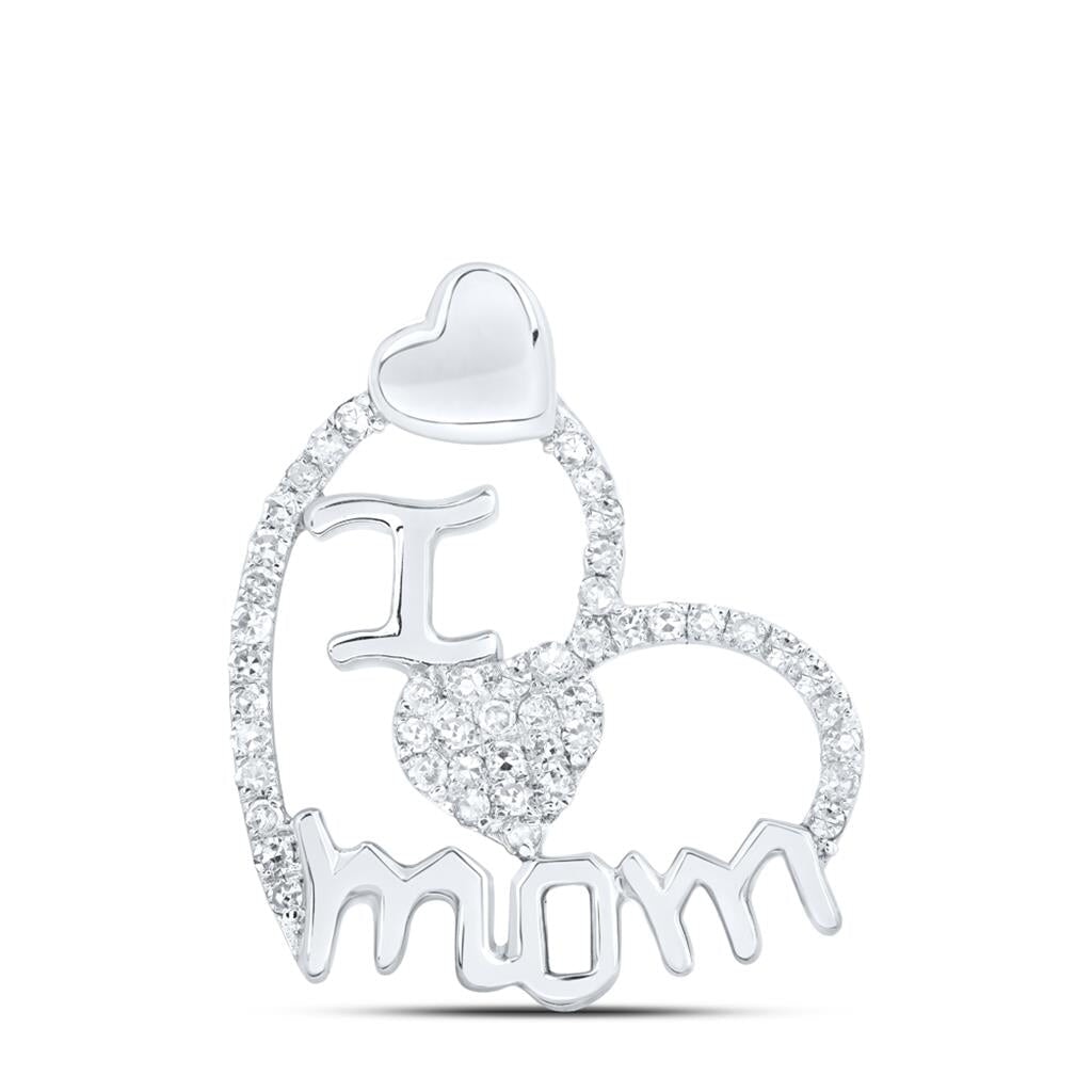 I Love Mom Hearts .25cttw Diamond Pendant 10K Gold 10K White Gold HipHopBling