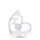 I Love Mom Hearts .25cttw Diamond Pendant 10K Gold 10K White Gold HipHopBling