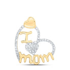 I Love Mom Hearts .25cttw Diamond Pendant 10K Gold 10K Yellow Gold HipHopBling