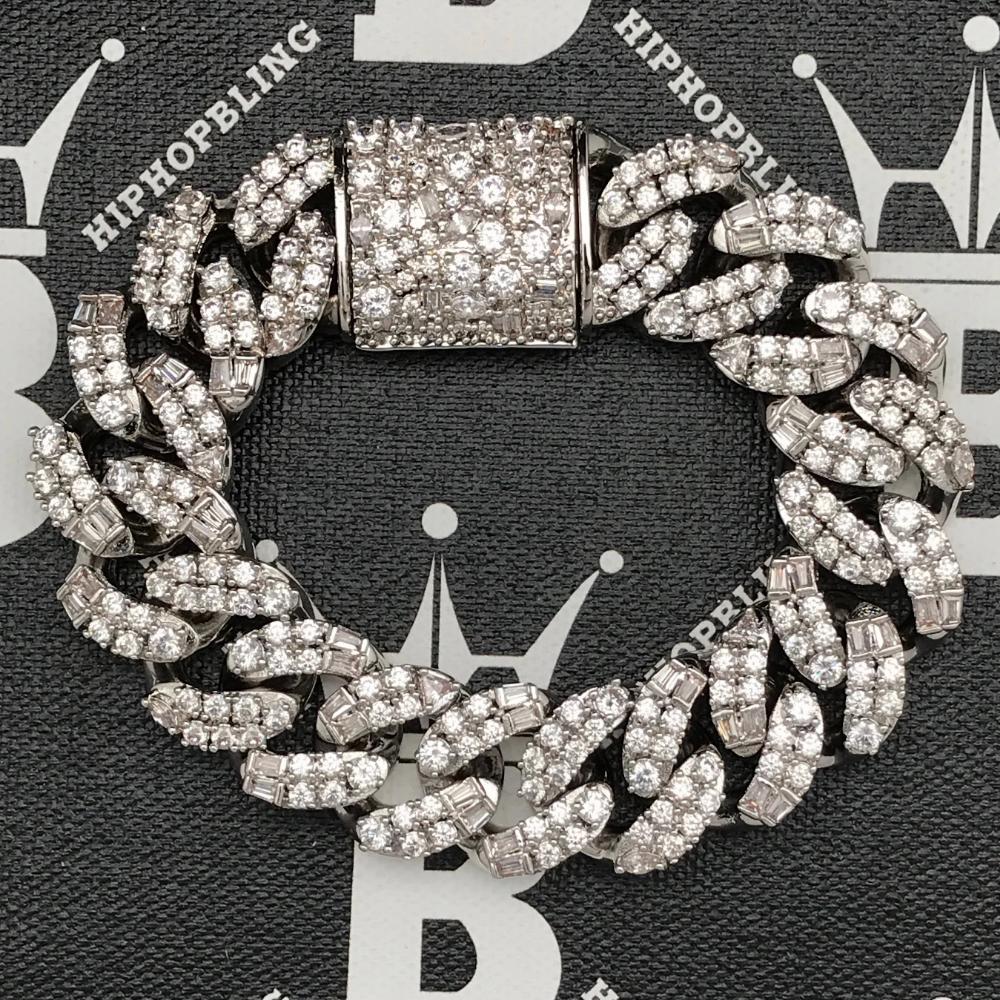 Ice Medley Cuban Bling Bling Bracelet 20MM White/Yellow Gold White Gold 7" HipHopBling