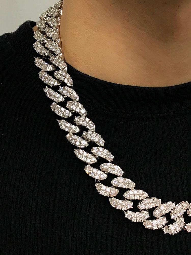 Ice Medley Cuban Bling Bling Chain 20MM White / Yellow Gold White Gold 18" HipHopBling