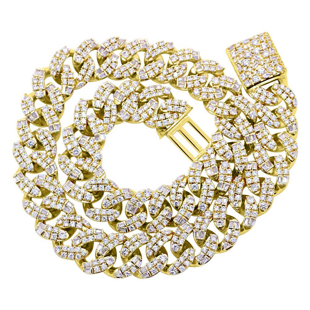 Ice Medley Cuban Bling Bling Chain 20MM White / Yellow Gold White Gold 18" HipHopBling