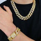 Ice Medley Cuban Bling Bling Chain 20MM White / Yellow Gold Yellow Gold 18" HipHopBling