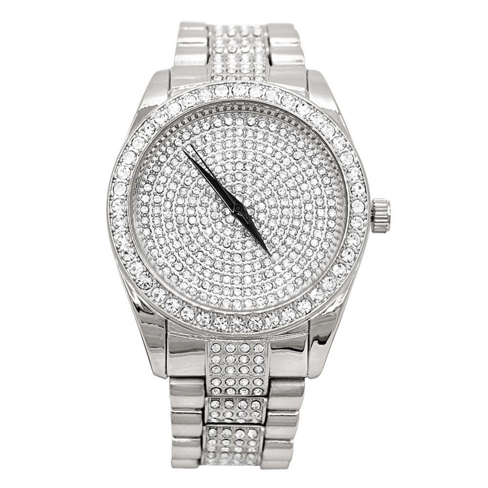 Iced Center Dress Hip Hop Watch White Gold HipHopBling