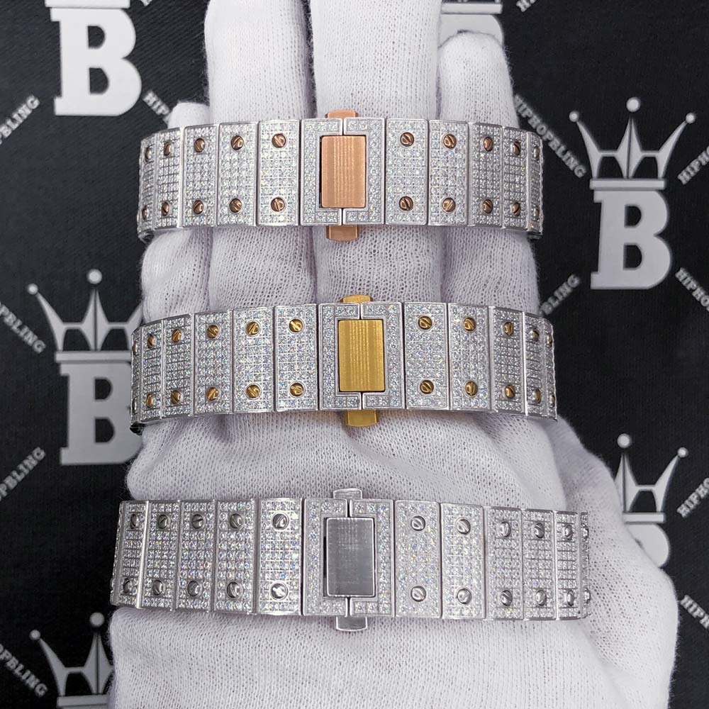 Iced Out Baller Square CZ Steel Bust Down Watch Yellow Gold HipHopBling
