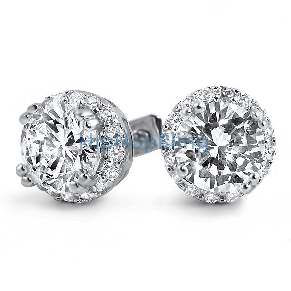Iced Out Border Solitaire CZ Bling Bling Earrings HipHopBling