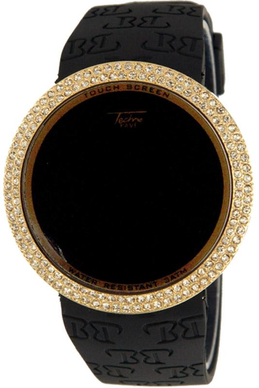 Iced Out Digital Touch Screen Watch Gold Black HipHopBling