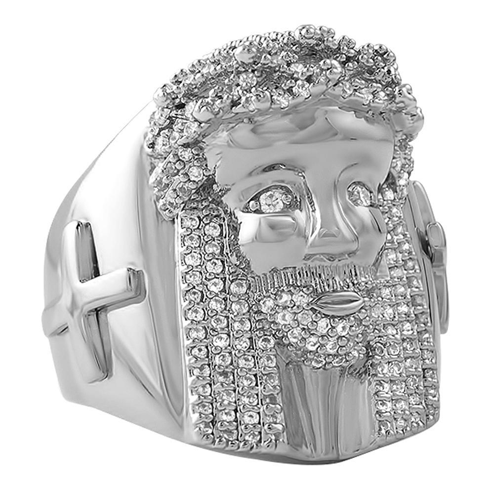 Iced Out Jesus Piece Cross Ring 7 HipHopBling
