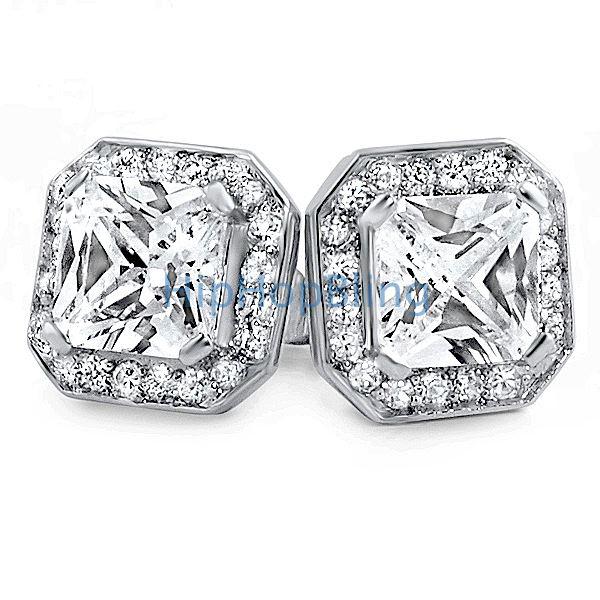 Iced Out Princess Rhodium CZ Bling Bling Earrings HipHopBling