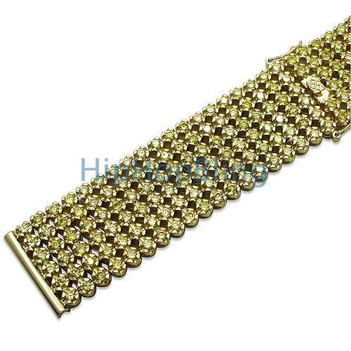 Iced Out Watch Strap Custom Lemonade CZ 6 Rows HipHopBling