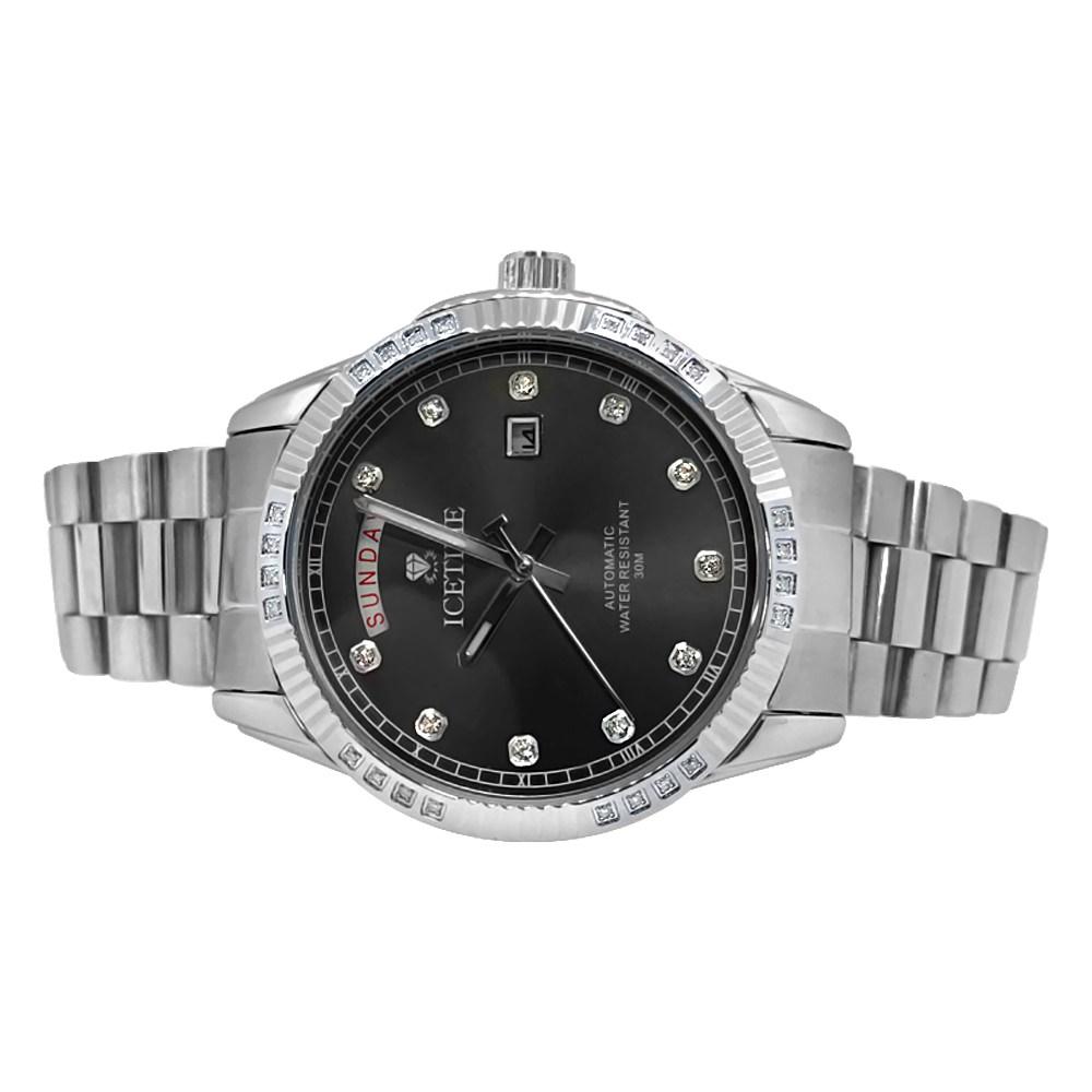 IceTime Falcon Silver Steel .12cttw Diamond Watch HipHopBling