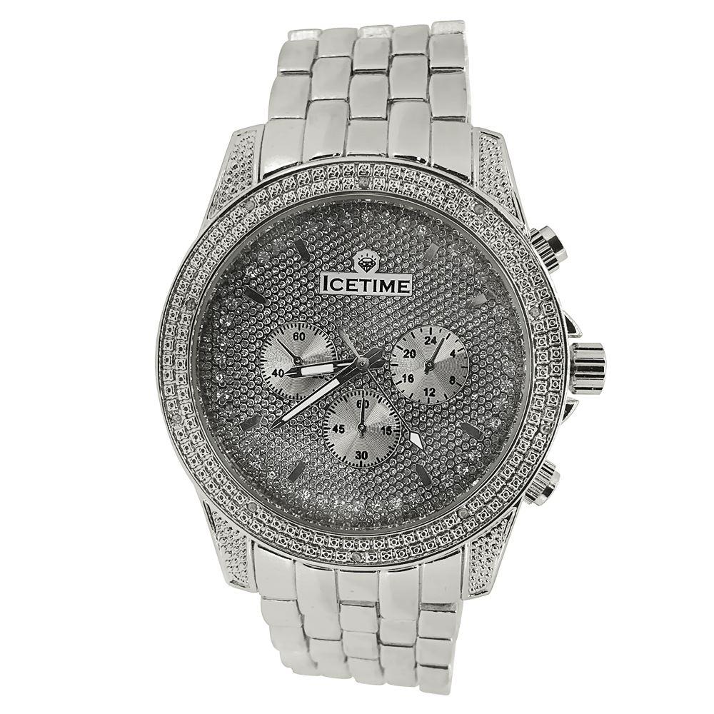 IceTime Storm Steel .10ct Diamond Bling Watch HipHopBling