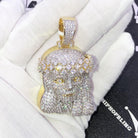 Icey Crown Of Thorns Jesus Piece VVS CZ Hip Hop Pendant Yellow Gold HipHopBling