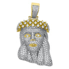 Icey Crown Of Thorns Jesus Piece VVS CZ Hip Hop Pendant Yellow Gold HipHopBling