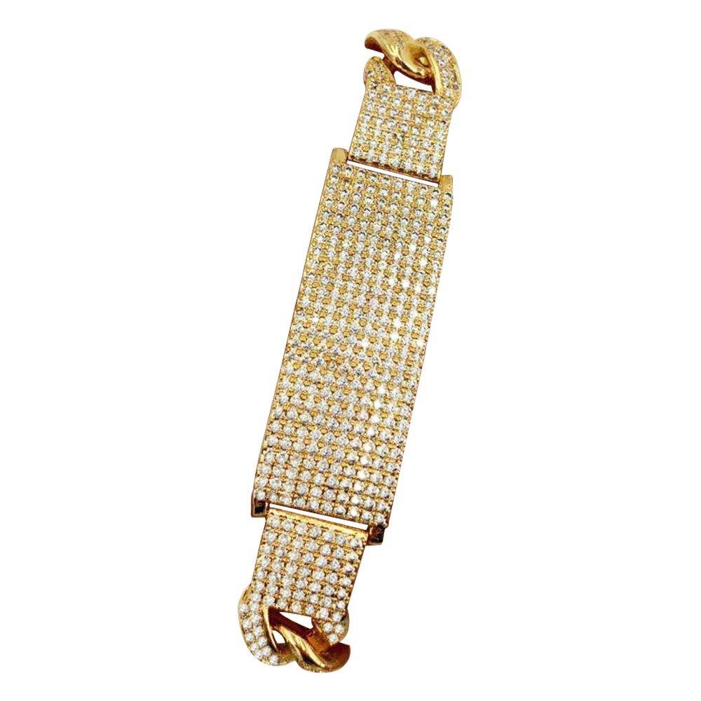 ID Cuban Bracelet Micro Pave Bling Gold Bracelet 7" HipHopBling