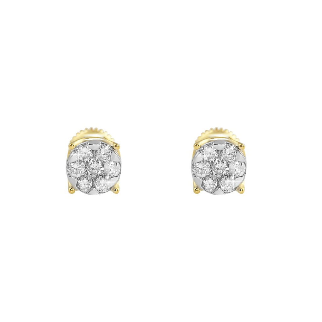 Illusion Stud Diamond Earrings .64cttw 10K Yellow Gold HipHopBling