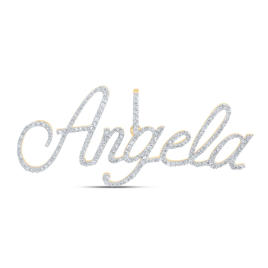 In Stock Cursive Diamond Name Pendant | 10K Yellow Gold Angela HipHopBling