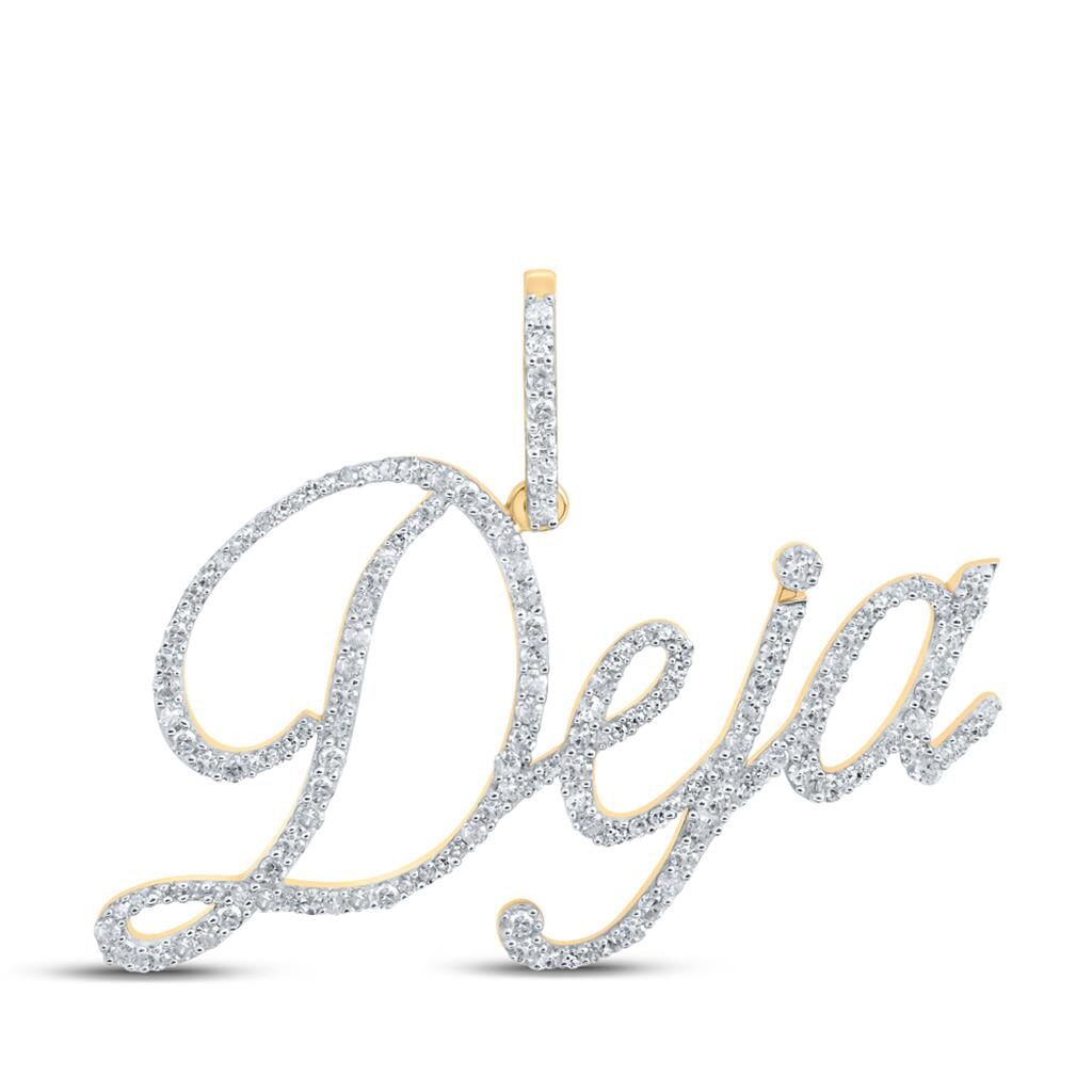 In Stock Cursive Diamond Name Pendant | 10K Yellow Gold Deja HipHopBling