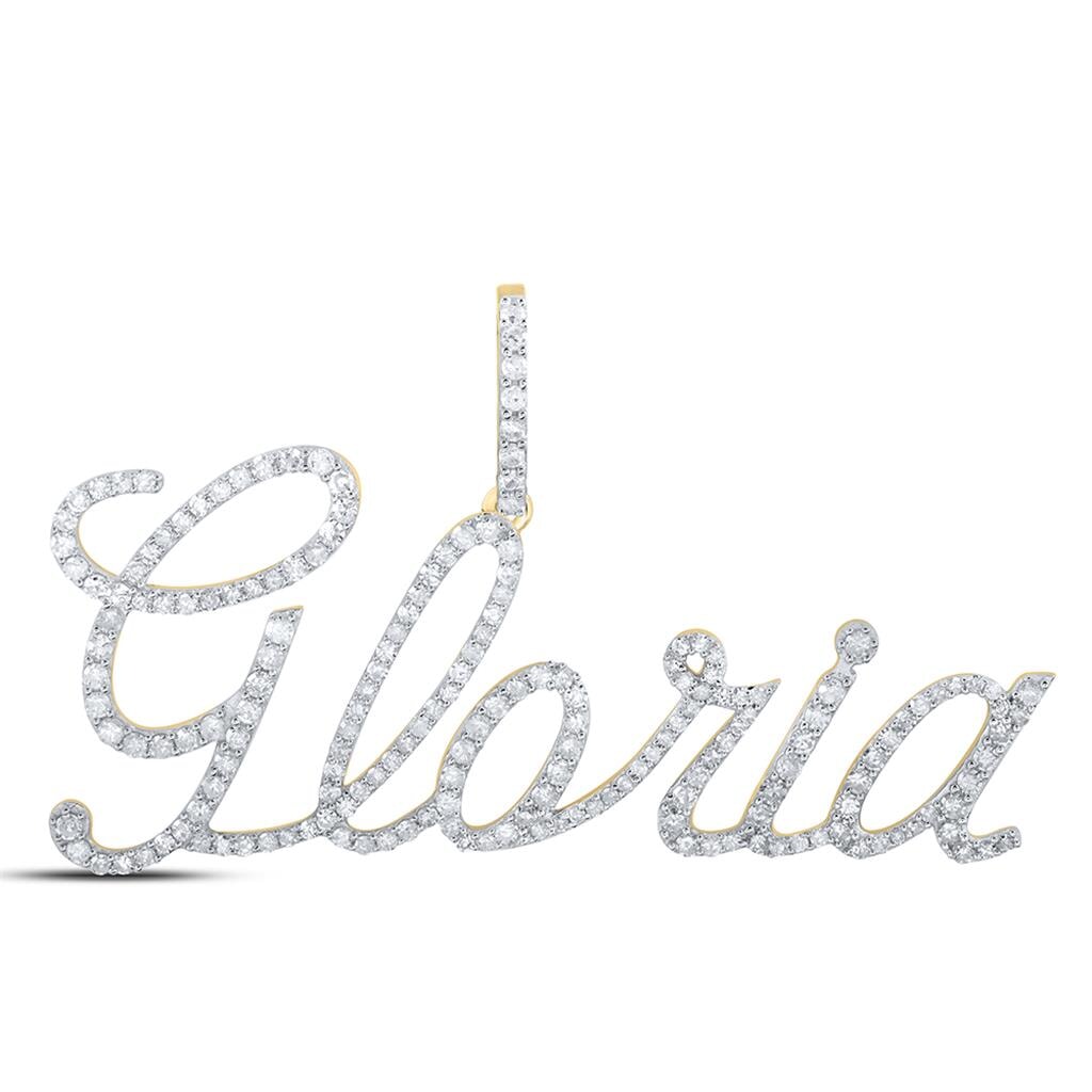 In Stock Cursive Diamond Name Pendant | 10K Yellow Gold Gloria HipHopBling