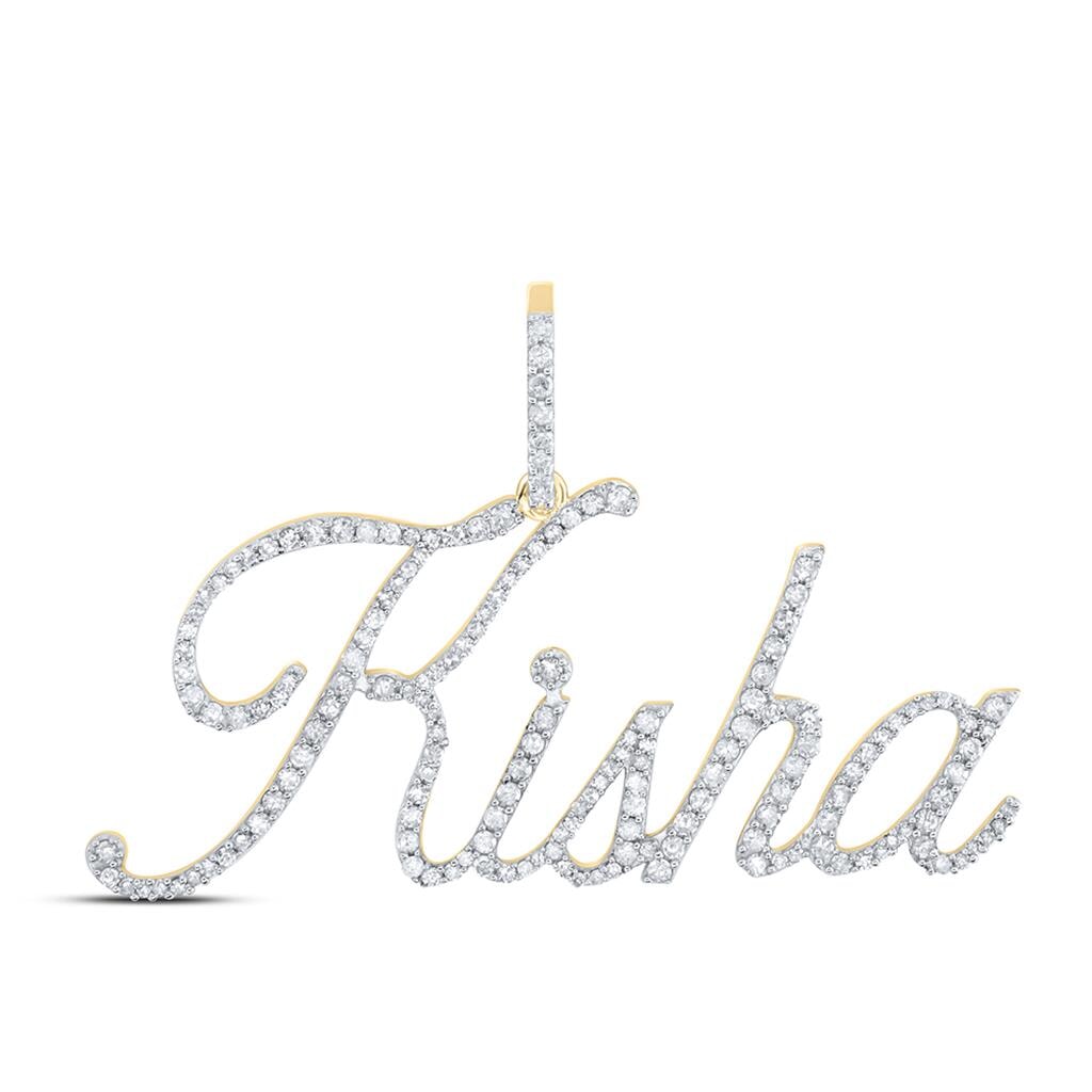 In Stock Cursive Diamond Name Pendant | 10K Yellow Gold Kisha HipHopBling