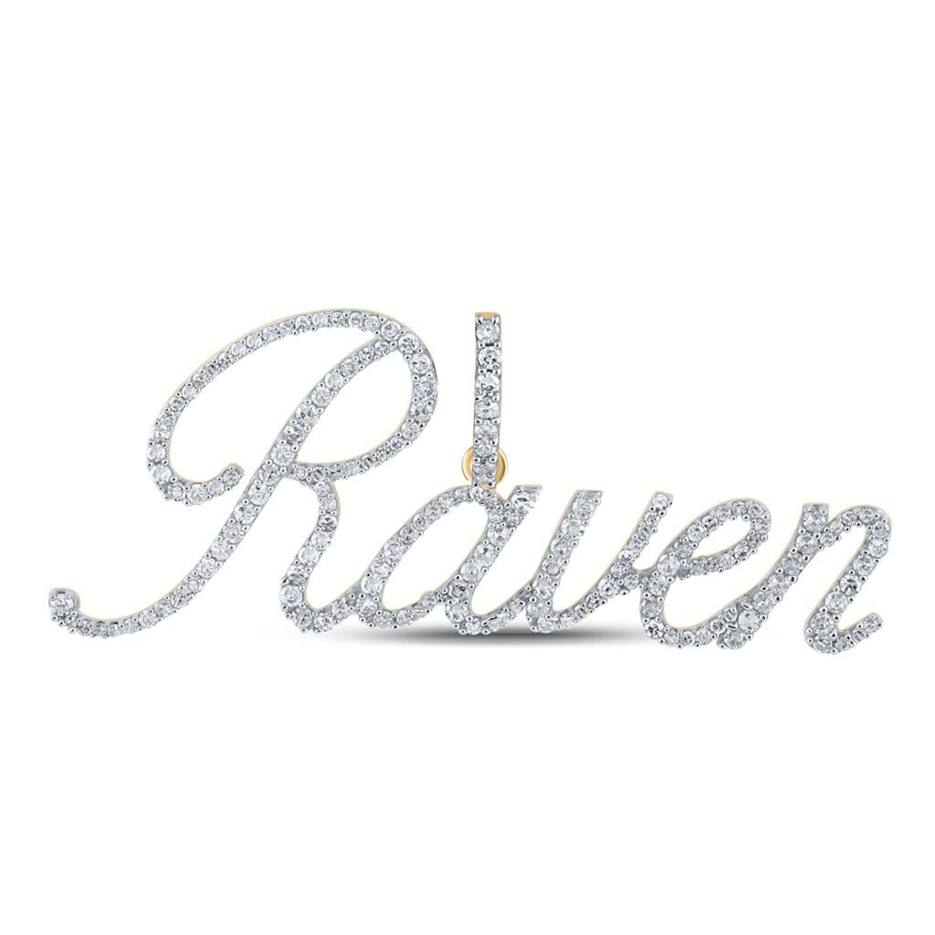 In Stock Cursive Diamond Name Pendant | 10K Yellow Gold Raven HipHopBling