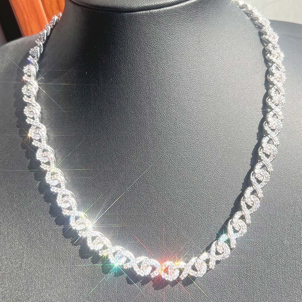 Infinity 10MM Moissanite Iced Out Chain .925 Sterling Silver 18" HipHopBling