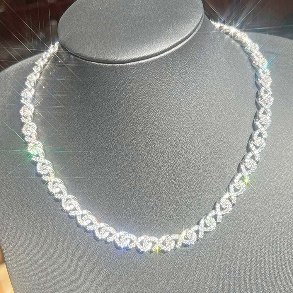 Infinity 10MM Moissanite Iced Out Chain .925 Sterling Silver 18" HipHopBling