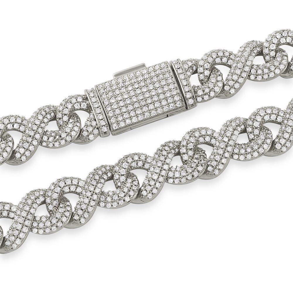 Infinity Link CZ Bling Bling Iced Out Chain White Gold 18" HipHopBling