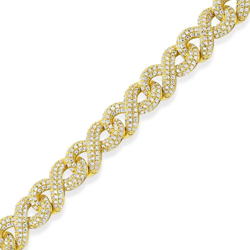 Infinity Link Iced Out Hip Hop Bracelet Yellow Gold 8" HipHopBling