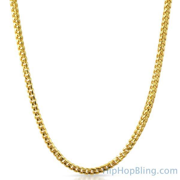 IP Gold 4MM Miami Franco Chain 316L Stainless Steel 24" HipHopBling