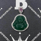Jade Lucky Buddha CZ Gold Pendant White Gold HipHopBling