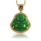 Jade Lucky Buddha CZ Gold Pendant Yellow Gold HipHopBling