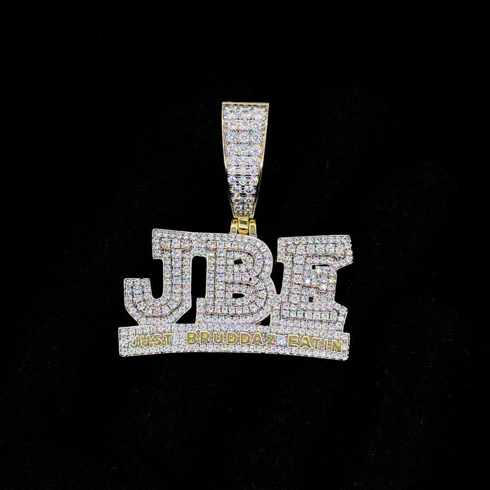 JBE Just Bruddaz Eatin CZ Hip Hop Bling Bling Pendant Yellow Gold HipHopBling