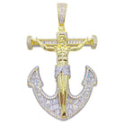 Jesus Anchor Baguette VVS CZ Hip Hop Iced Out Pendant Yellow Gold HipHopBling